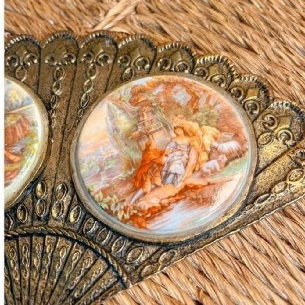 Brass Fan Shaped Frame with‎ Victorian Scenes